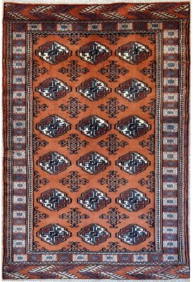 Brauner Turkmeno Teppich 174 x 105cm - 0216 12 Brauner turkmenischer Teppich