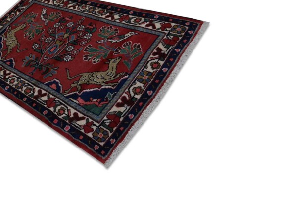 Hamadan gemusterter Teppich 98x66cm - 7478 12 Figürlicher Hamadan Teppich