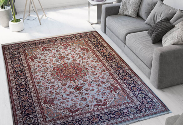 Esfahan Seiden-Kett- und Schussteppich 305x204cm - A0184 12 Seidenteppich mit Schuss- und Kettfäden aus Isfahan